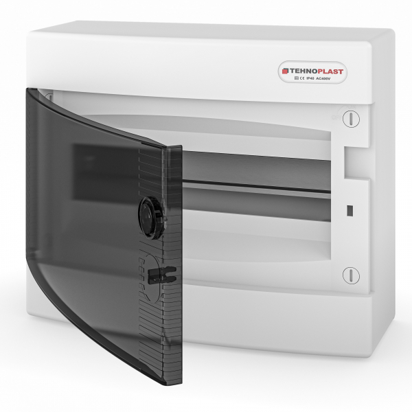 Sicherungskasten Aufputz IP40 1-Reihig 12-Module (Transparente Tür)